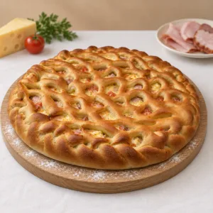 Пирог сытный с ветчиной и сыром